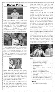 English Worksheet: Carlos Tevez - simple present and simple past