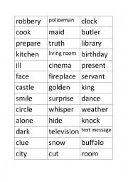 English Worksheet: Words for Activity game 