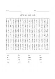 English Worksheet: word search body parts