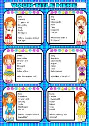 English Worksheet: Party Mingle Cards 1