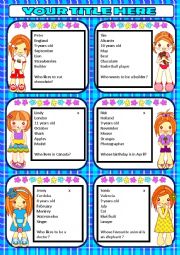 English Worksheet: Party Mingle Cards2