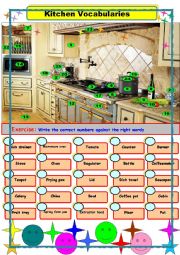 English Worksheet: kitchen vocabularies
