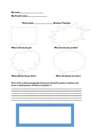 English Worksheet: Summer Vacation Information Exchange