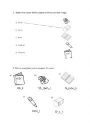 English Worksheet: School supplies 