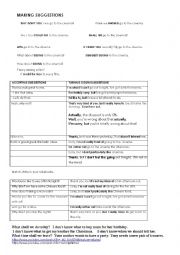 English Worksheet: MAKING SUGGESTIONS 