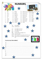 English Worksheet: Numbers