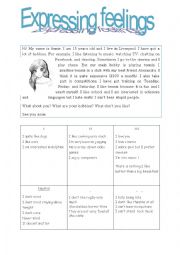 English Worksheet: expressing feelings