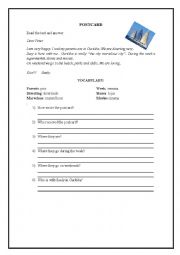 English Worksheet: POSTCARD
