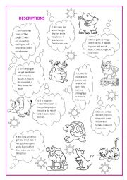 English Worksheet: describing animals