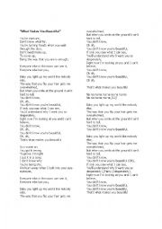 English Worksheet: what makes you beautiful