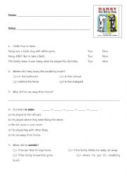 English Worksheet: Harry the Dirty Dog reading comprehension