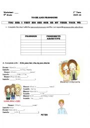 English Worksheet: TO BE  PERSONAL PRONOUNS AND POSSESSIVE ADJECTIVES
