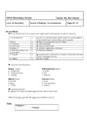 English Worksheet: Module 1 section3 3rd form Im overwhelmed