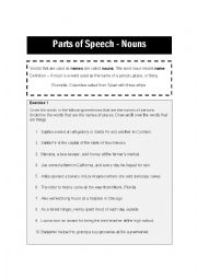 English Worksheet: Parts of Speech - Nouns