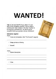 WANTED! Project. Writing Project.