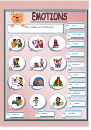 English Worksheet: EMOTIONS 1