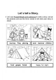 English Worksheet: writing in simple and continuous present.