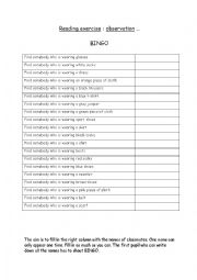 English Worksheet: Clothes BINGO