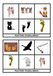 24 Plural bingo cards: set 2