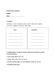 English Worksheet: comprehension and grammar  evaluation