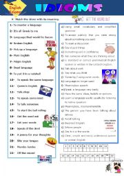 English Worksheet: Idioms