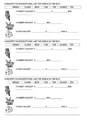 English Worksheet: Wild, pets and farm animals