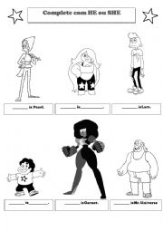 English Worksheet: Using He or She with Sten Universe Characters