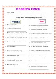 English Worksheet: passive  voice