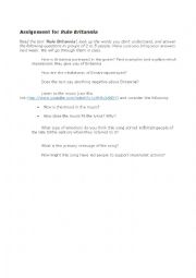 English Worksheet: Rule Britannia worksheet