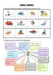 English Worksheet: Leisure activities