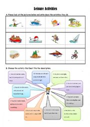 English Worksheet: Leisure activities