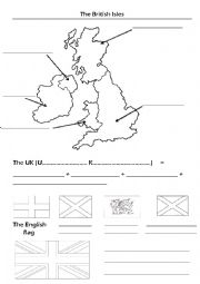 Map of the British Isles and flags