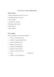 English Worksheet: Percy Jackson