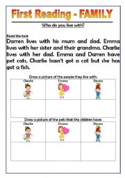 English Worksheet: First Reading - Family