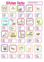 KITCHEN VERBS MULTIPLE CHOICE