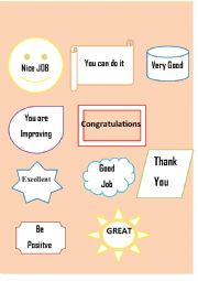 English Worksheet: CARDS TO GIVE FEEDBACK