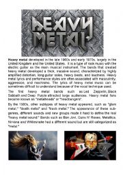 English Worksheet: Heavy Metal - English with Music