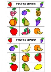 English Worksheet: Fruits Bingo Set 2
