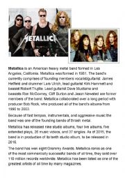 English Worksheet: Metallica - English with Music METAL