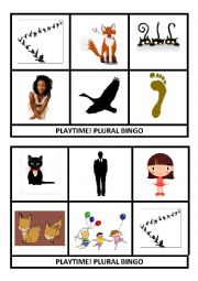 24 Plural bingo cards: set 4