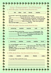 English Worksheet: My Summer Holidays