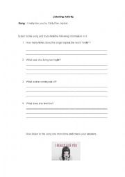 English Worksheet: Listening Activity - I really Like you - Carly Rae Jepsen