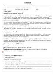 English Worksheet: Reading  Comprehension