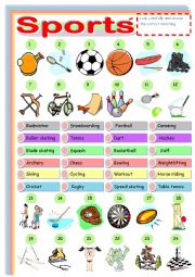 English Worksheet: Match th names of the various sports