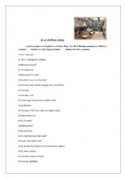 English Worksheet: Role-play: in a clothes shop