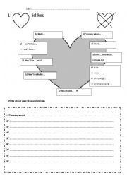 English Worksheet: likes and dislikes