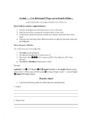 English Worksheet: Dictionary Project. Teach your students how to use a dictionary !