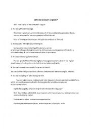 English Worksheet: Why do we learn English?