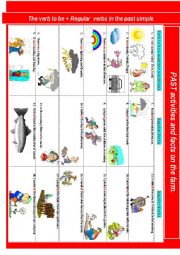 English Worksheet: Past activities and facts on the farm.  (Reg and Irregular verbs in context.)