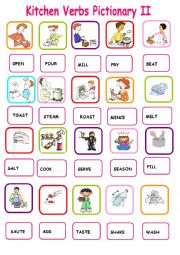 English Worksheet: KITCHEN VERBS PICTIONARY 2